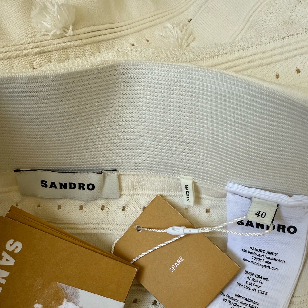 Sandro imanie knit pom pom leg slit skirt ecru cream - Picture 9 of 9